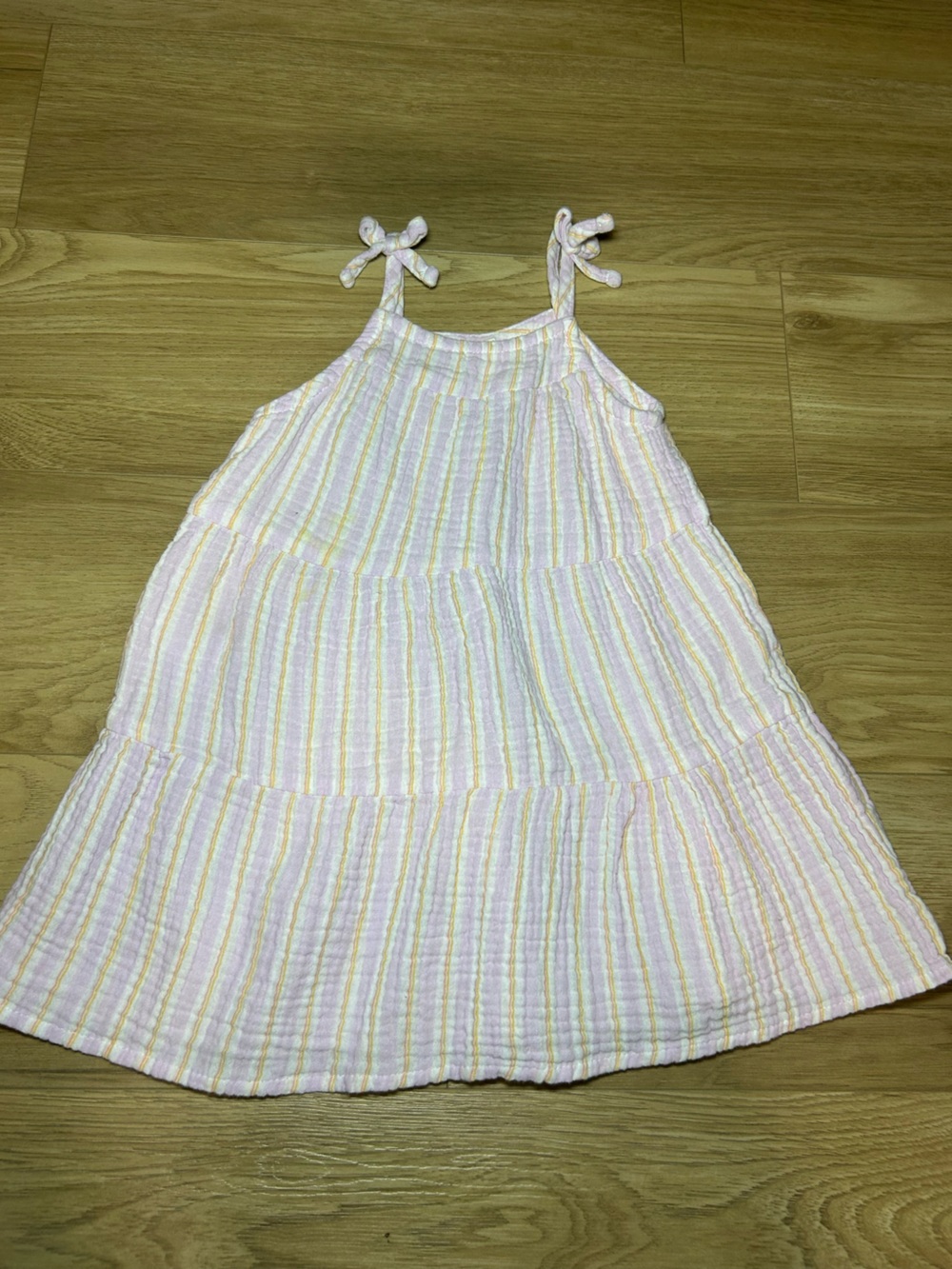 Cat & Jack Girls' Pastel Stripe Tiered Sundress - Pink, Yellow, Green